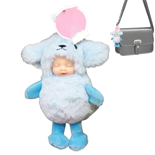 Suphyee Schlafender Puppen-Schlüsselanhänger, Schlüsselanhänger Stofftier | Cartoon schlafende Puppentaschen-Charm-Anhänger - Autoschlüsselhalter, Taschenanhänger, Spielzeug, Rucksack zum Aufhängen, von Suphyee