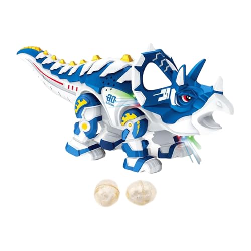 Suphyee Triceratops-Figur, wandelndes Triceratops-Spielzeug,Triceratops Elektronisches Spielzeug mit blinkenden Lichtern - Beim Gehen Eier Legen, Dino-Spielzeug für Kinder ab 3 Jahren von Suphyee