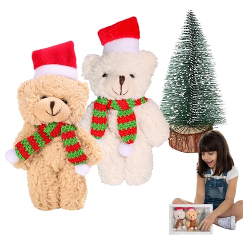 Suphyee Weihnachtsbär Plüschtier,Gefüllter Weihnachtsbär | 2X Weihnachtsbären mit Schal und Weihnachtsmütze - Bär und Weihnachtsbaum-Set für Kinder, Schlafzimmerdekoration von Suphyee