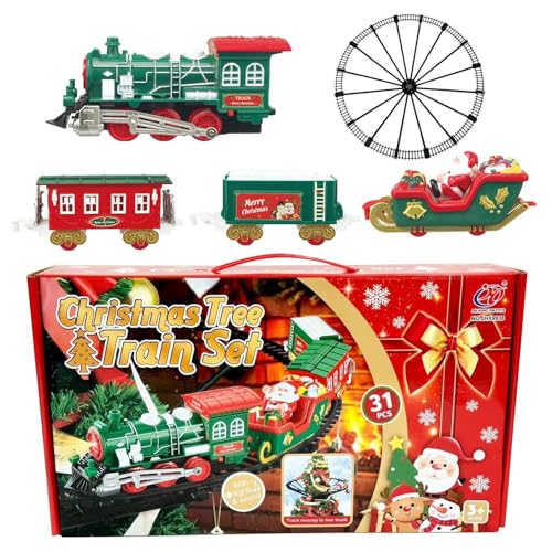 Suphyee Weihnachtszug-, Weihnachtsbaum-Zugmusik - Spielzeugeisenbahn mit Licht - Batteriebetriebenes Modelleisenbahn-Set für Kinder ab 4 Jahren von Suphyee