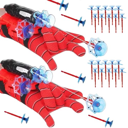 Set von 2 Spiderman Launcher Glove Handschuhe Launcher für Kinder Spielhandschuhe Spidermans Glove Handschuhe Kinder Spider Mans Toys Cosplay Handgelenk Spielzeug (4-TLG) von Supmehero