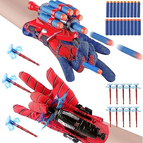 Set von 2 Spiderman Launcher Glove Handschuhe Launcher für Kinder Spielhandschuhe Spidermans Glove Handschuhe Kinder Spider Mans Toys Cosplay Handgelenk Spielzeug (Set 5) von Supmehero