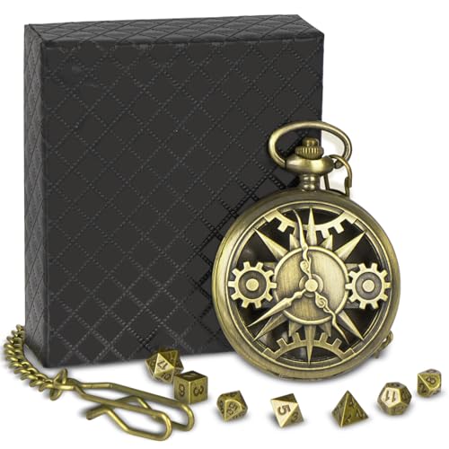 DND Würfel Set, 7-Teiliges Mini Dungeons and Dragons Dice Set mit Taschenuhrgehäuse, Polyedrisches Metall D/D Würfel Set mit Geschenkbox, Rollenspiel Brettspielzubehör für Damen Und Herren Gamer von Suprbee