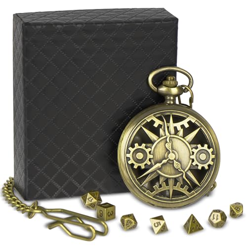 DND Würfel Set, 7-Teiliges Mini Dungeons and Dragons Dice Set mit Taschenuhrgehäuse, Polyedrisches Metall D/D Würfel Set mit Geschenkbox, Rollenspiel Brettspielzubehör für Damen Und Herren Gamer von Suprbee