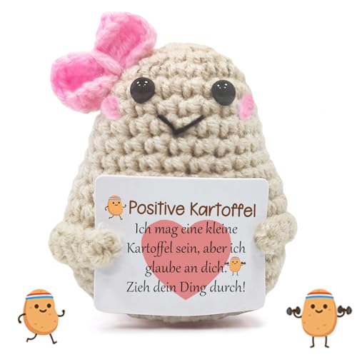 Glücksbringer Positive Kartoffel Pocket Hug Geschenke, Beste Freundin Geschenke für Freundin Kleine Geschenke für Frauen, Krankenhaus Ggeschenk, Knitted Wool Potato Doll mit Positiver Energiekarte von SupreLuck