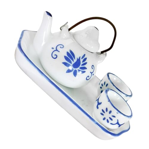 SUPVOX 1:12 Miniatur-Teetassen-Sets Puppenhaus Porzellan Teetasse Set Keramik Chinesisches Blumenmuster Teetasse Topf Set Puppenhaus Zubehör von Supvox