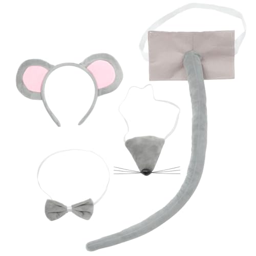 Supvox Mäuse Kostüm Set Teilig Mausohren Stirnband Nasenspitze Filzschwanz Party Tier Kopfbedeckung Cosplay Zubehör für Halloween Karneval Fasching Supvox Mäuse Kostüm Set Teilig Mausohren Stirnband Nasenspitze Filzschwanz Party Tier Kopfbedeckung Cosplay Zubehör für Halloween Karneval Fasching von Supvox