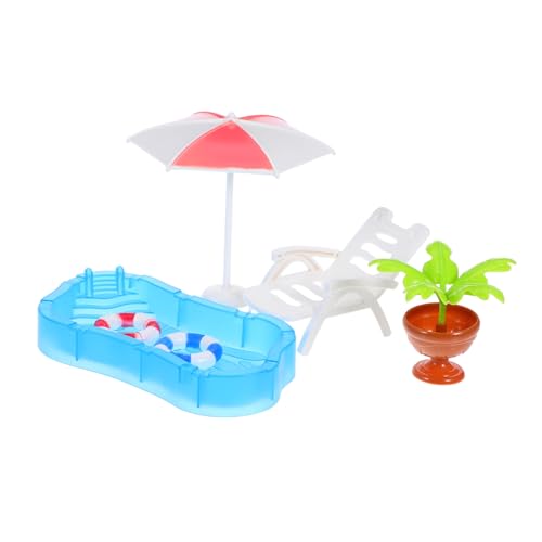 SUPVOX Mini Pool Miniatur Schwimmbad Zubehör mit Schwimmreifen Strandstuhl Sonnenschirm Puppenhaus Möbel für Kreative Sommer Spiele SUPVOX Mini Pool Miniatur Schwimmbad Zubehör mit Schwimmreifen Strandstuhl Sonnenschirm Puppenhaus Möbel für Kreative Sommer Spiele von Supvox