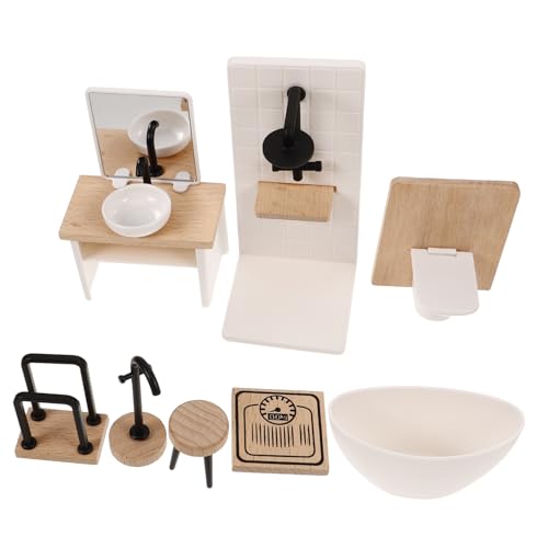 SUPVOX Puppenhaus Zubehör Realistische Badmöbel mit Dusch Accessoires Teiliges Set für Puppenhaus Spiel Handgefertigte Miniatur Bad Dekoration Leicht und Kompakt SUPVOX Puppenhaus Zubehör Realistische Badmöbel mit Dusch Accessoires Teiliges Set für Puppenhaus Spiel Handgefertigte Miniatur Bad Dekoration Leicht und Kompakt von Supvox