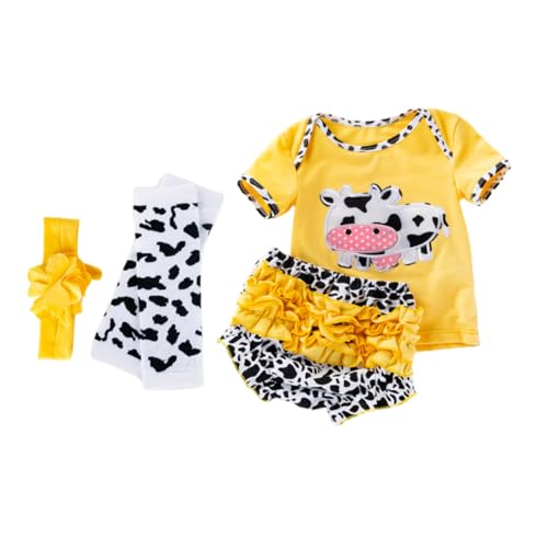SUPVOX Reborn Puppenkleidung für Babypuppen Teiliges Mädchen Outfit mit Kurzarm Shirt Hose Haarband und Strümpfen Gelbes Kuh Design Passend für Neugeborene Puppen SUPVOX Reborn Puppenkleidung für Babypuppen Teiliges Mädchen Outfit mit Kurzarm Shirt Hose Haarband und Strümpfen Gelbes Kuh Design Passend für Neugeborene Puppen von Supvox