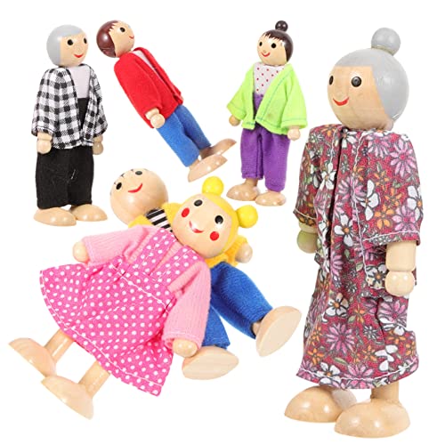 Supvox Holz Puppenfamilie Satz Kleine Bewegliche Figuren für Kinder Kleiner Menschen Spielzeug für Puppenhaus Kreatives Rollenspiel für Mädchen Supvox Holz Puppenfamilie Satz Kleine Bewegliche Figuren für Kinder Kleiner Menschen Spielzeug für Puppenhaus Kreatives Rollenspiel für Mädchen von Supvox