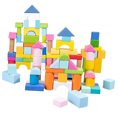 Supvox 100Stücke Geometrische Bauklötze aus Holz Teiliges für Montessori Spielzeuge Kreativität und Räumlichem Sicher und Supvox 100Stücke Geometrische Bauklötze aus Holz Teiliges für Montessori Spielzeuge Kreativität und Räumlichem Sicher und von Supvox