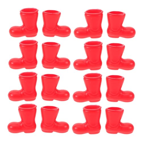 Supvox 100st Mini-weihnachtsschmuck Kleine Zwergenschuhe Weihnachtsmann-ministiefel Weihnachtstischschmuck Puppenhaus-miniornamente Weihnachtliche Bastelprojekte Puppenschuhe Plastik Rot von Supvox