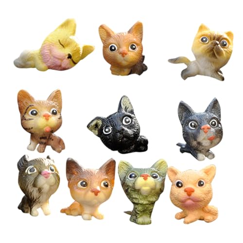 Supvox 10St Japanische Katzenpuppe Katzenkuchendeckel Tortenaufsatz tierfiguren tier figuren cat tree Mini-Katzenmasse Minitiere niedlich Kätzchen Statuette Kleine Tiere schmücken Plastik von Supvox