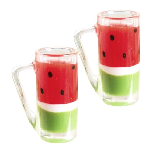 Supvox 2 Stück Mini-Wassermelonenbecher DIY House Miniature buchregal Dekoration Puppenessen Spülschwammhalter speisestärke Essbares künstliche Nahrungsstütze Harz Wiederverwendbar von Supvox