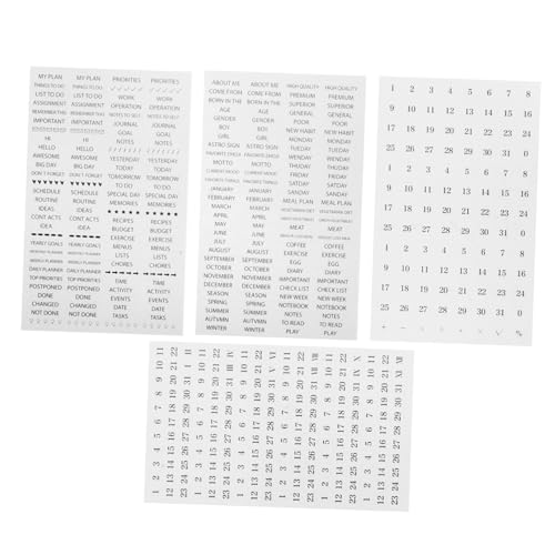 Supvox 4 Blätter Teiliges DIY Planer Sticker aus PVC mit Selbstklebender Rückseite Wasserfest Langlebig für Tagebuch Kalender und Terminplaner Einfache Anwendung Glatten Oberflächen Supvox 4 Blätter Teiliges DIY Planer Sticker aus PVC mit Selbstklebender Rückseite Wasserfest Langlebig für Tagebuch Kalender und Terminplaner Einfache Anwendung Glatten Oberflächen von Supvox