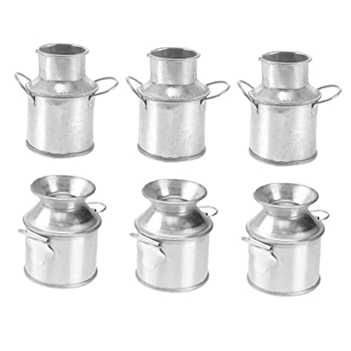 Supvox 4 Sätze Milchkännchen Blecheimer Kleiner Blecheimer Miniaturvase Mini-Eimer Für Kinderspielzeug Mini-blumenkübel Miniatur-Eimer-Ornament Eisen Silver 6 Stück * 4 von Supvox