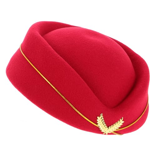 Supvox Elegante Damen Stewardess Mütze Dunkelrot Cosplay Hut für Flugbegleiterin Kostüm Bühnenauftritte Themenpartys und Formelle Anlässe Supvox Elegante Damen Stewardess Mütze Dunkelrot Cosplay Hut für Flugbegleiterin Kostüm Bühnenauftritte Themenpartys und Formelle Anlässe von Supvox
