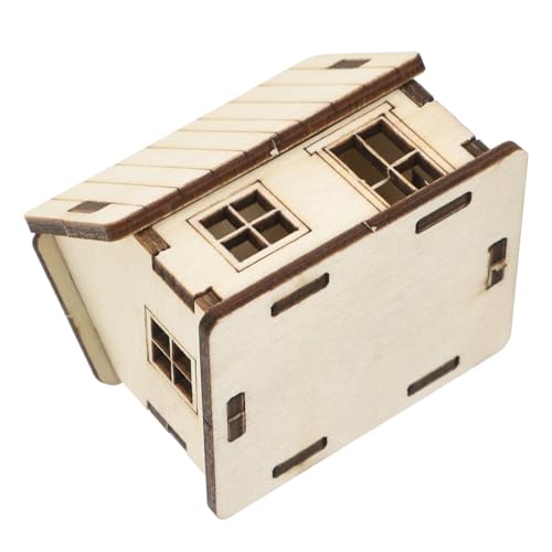 Supvox Miniaturhaus Sideboard Puppenhaus Möbelmodell Miniaturmodelle Spielzeughaus im Freien DIY Puppenhaus Miniaturbaukasten unfertiges Holzhaus Puppenhausbauzubehör hölzern Khaki von Supvox