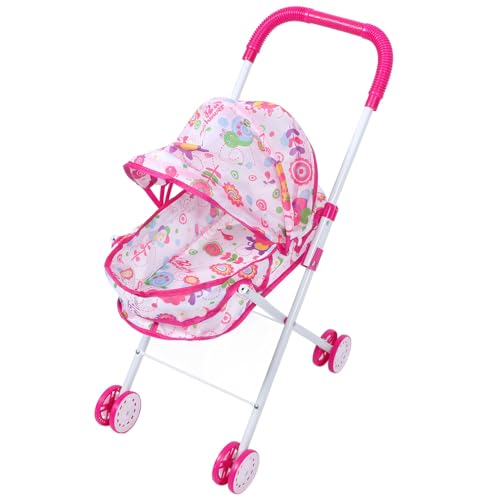 Supvox Puppenwagen Spielspielzeug Puppenwagen Push-Kinderwagen Kinderwagenwagen Für Puppen Kleinkinder Mädchen Geschenk Rosa von Supvox