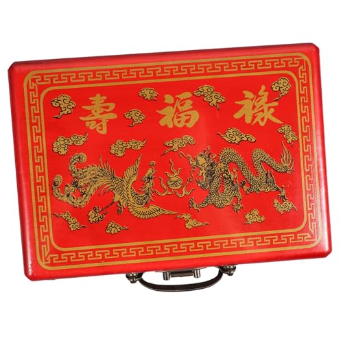 Supvox Vintage Holz Mahjong Box mit Tragegriff Tragbarer Mahjong Behälter mit Feiner Verarbeitung und Dicht Schließendem Deckel Rundkantiges Design Vielseitig für Aufbewahrung und Supvox Vintage Holz Mahjong Box mit Tragegriff Tragbarer Mahjong Behälter mit Feiner Verarbeitung und Dicht Schließendem Deckel Rundkantiges Design Vielseitig für Aufbewahrung und von Supvox