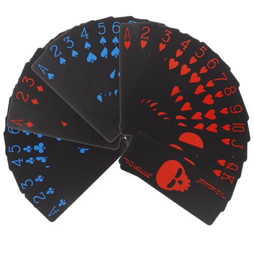 Supvox Wasserdichtes Spielkartendeck mit Totenkopfmotiv: Pokerkarten aus Schwarzem PVC-Kunststoff für Erwachsene – Einzigartiges Totenkopfdesign für Halloween-Partys Und Spiele Supvox Wasserdichtes Spielkartendeck mit Totenkopfmotiv: Pokerkarten aus Schwarzem PVC-Kunststoff für Erwachsene – Einzigartiges Totenkopfdesign für Halloween-Partys Und Spiele von Supvox