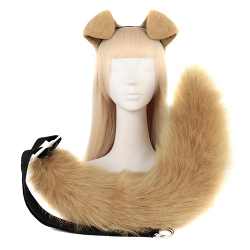 Faschingskostüm, Hundeohren Cosplay Set Plüsch Hunde Ohren Stirnband Hundeschwanz Cartoon Rollenspiel Haar Reifen Frauen Tier Haarband für Halloween Fasching Karneval Party von Surakey