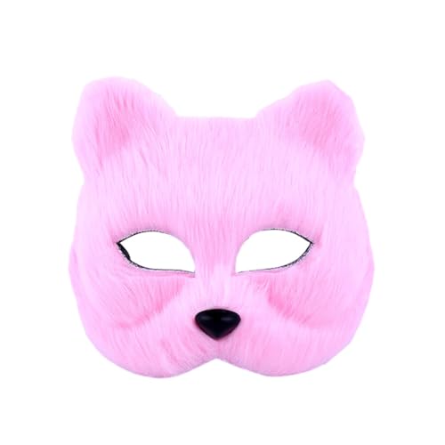 Fuchsmaske, Pelzige Katze Fuchs Maske Fuchsmasken Maskerade,Tier Fuchs Wolf Maske Karneval Halloween Party Cosplay Kostüm Requisiten Zubehör Plüsch Katze Halbes Gesicht Masken für Kinder Erwachsene von Surakey