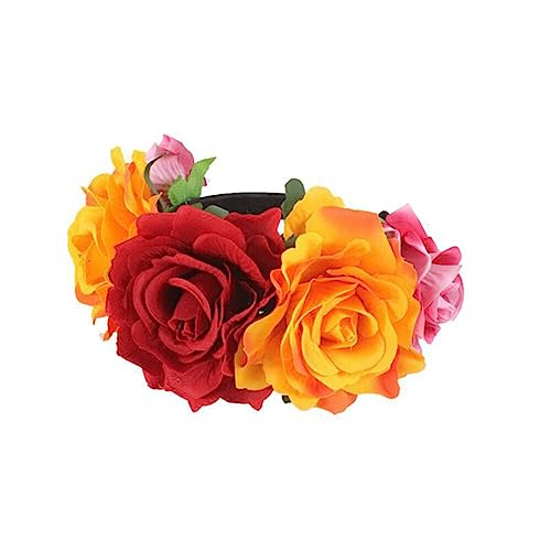 Haarreif Dia de los Muertos Halloween Rosen Haarreifen,Tag der Toten Blumenkrone, Mexikanische Blumen-Haarbänder Stirnband,Damen Haarband Party Kostüm Rose Blume Krone Kopfschmuck Cosplay Haarschmuck von Surakey