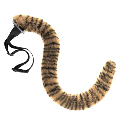 Halloween Kunstpelz Tiger Schwanz, Flauschige Tierschwanz Fuchsschwanz Cosplay Plüsch Tiger Kostüm Cosplay Halloween Kostüme Wolfsschwanz Kostüm Tigerschwanz für Erwachsene Cosplay Rollenspiele von Surakey