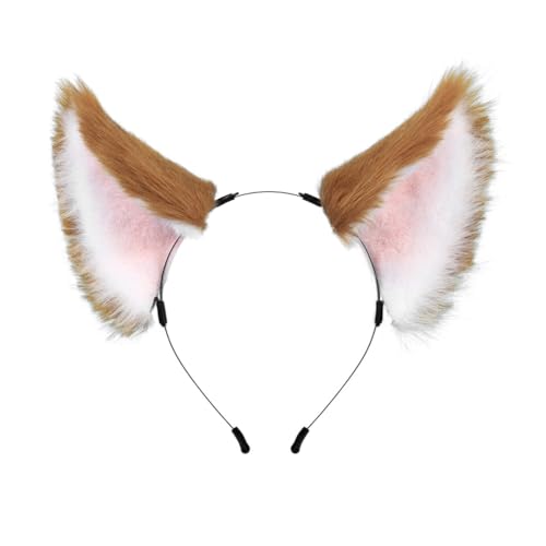 Katzenohren Haarreif Fuchs Ohren Wolfsohren Fuchs Wolf Kostüme Plüsch Katzenohren Kunstfell Fuchsohren Haarreif mit Ohren Halloween Fasching Karneval Masquerade Cosplay von Surakey