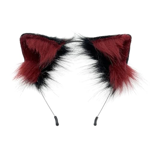 Katzenohren Haarreif Fuchs Wolf Ohren Stirnband Tierohren Fuchs Ohren Stirnband Katze Cosplay Ohren für Damen Cosplay Kostüm Halloween Weihnachten Fancy Party Verkleidung Tierkostüm Bühnenkostüm von Surakey