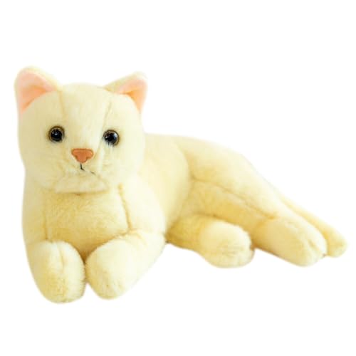 Kuscheltier Katze Lebensecht, 30cm Simulation Kurzhaar Nette Katze Puppe Flauschigen Plüsch Kätzchen Liegend Stofftier echt siamesische Katze Plüschtier Katze Plüschfiur Spielzeug für Kinder Frauen von Surakey