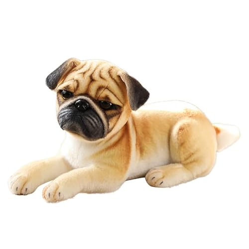 Liegender Mops Kuscheltier,32 cm Plüsch Hund, Stofftier Hund Lebensecht Liegender Hund Plüschtier Püppchen Simulation Tier Puppe Plüsch Schlafende Hunde für Kinde Geschenk von Surakey