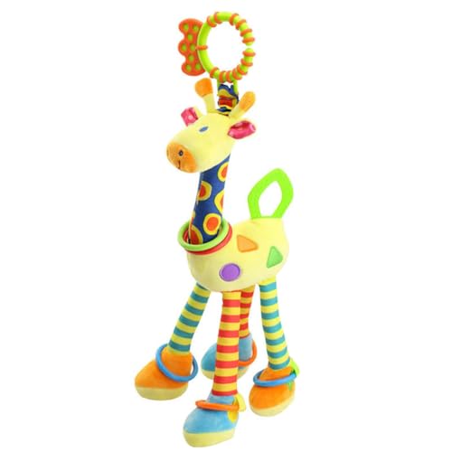 Surakey Kinderwagen Spielzeug Giraffe Hängendes Rasselspielzeug Baby Spielzeug mit Windspielen,Autositz Krippe Plüsch Giraffe Tier Aktivitäts Spielzeug Geschenk für Neugeborene 0,3,6,9,12,36 Monate von Surakey