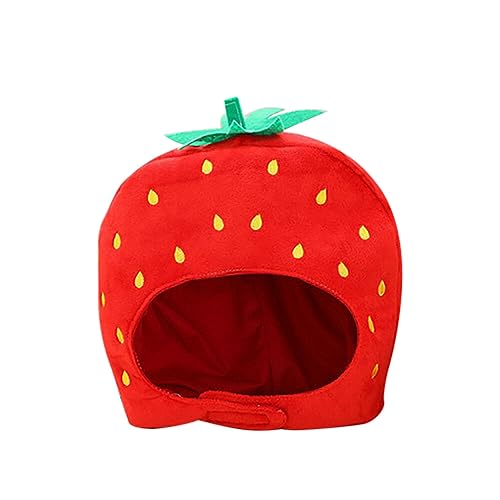 Surakey Plüsch Obst Kostüm Hut Lustige Erdbeere Mütze Cosplay Stirnband Kopfbedeckung Verkleiden Foto Requisiten für Halloween Karneval Maskerade Party Dekor von Surakey