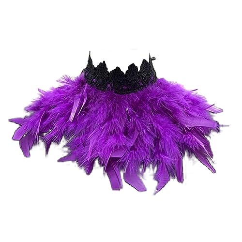 Türkei Feder Cape Stola Schal Halloween-Kostüm,Gothic Feder Cape Damen Federkragen Kostüm Herren Feder Schal Schulter Flügel Punk Kostüm für Halloween Fasching Karneval Party Kostüm von Surakey