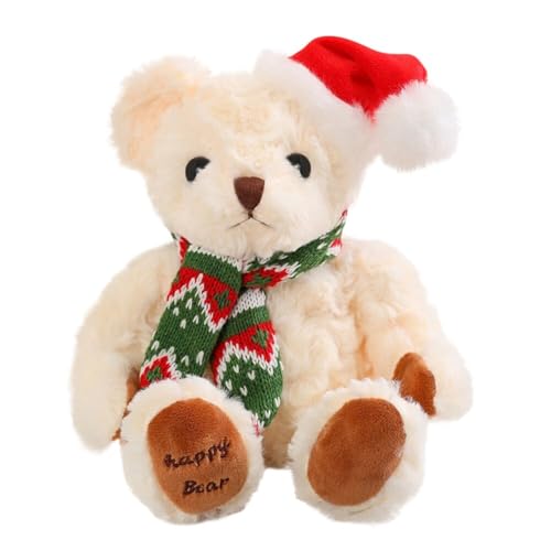 Weihnachtsbär Braun Teddy Plüschtier Kuschelbär Bär Weihnachten Plüsch Bär Geschenk 20 cm Süße Gefüllte Kuscheltiere Weiche Braune Plüschtiere Bären mit Rot Mütze Geschenk für Damen Mädchen Geburtstag von Surakey