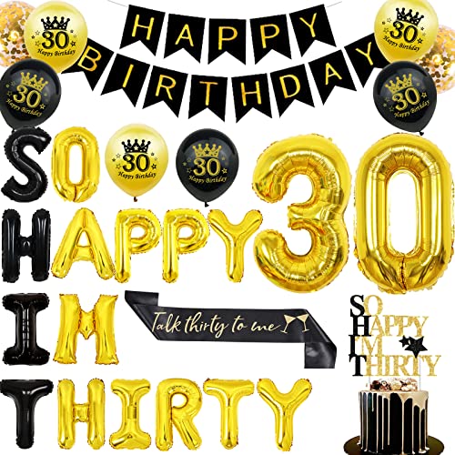 Sursurprise 30. Geburtstage Sind Schwarz Und Golden. Zum Glück Bin Ich Einer Meiner 30 Ballonkuchen Spitze 30 Folien Voll Mit Happy Birthday Und Rufe Auf von Sursurprise