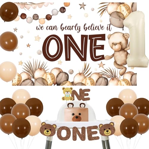 Bär 1. Geburtstag Dekorationen Bär Backdrop Braun Luftballons Hochstuhl Banner Kuchen Topper für Jungen Beary ersten Geburtstag Party Supplies Bär 1. Geburtstag Dekorationen Bär Backdrop Braun Luftballons Hochstuhl Banner Kuchen Topper für Jungen Beary ersten Geburtstag Party Supplies von Sursurprise