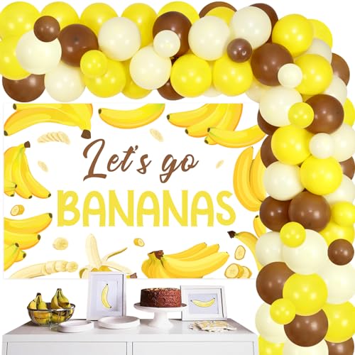 Bananen Party Dekorationen, Let's Go Bananas Backdrop Banane Ballon Girlande Bogen Kit für Banane Themed Geburtstag tropische Früchte Party Supplies von Sursurprise