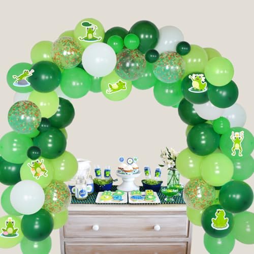 Frosch Geburtstag Dekorationen, Frosch Party Supplies, Frosch Ballon Girlande Bogen Kit, Frosch Karten für Jungen Mädchen Insekt Tier Party Dekor von Sursurprise