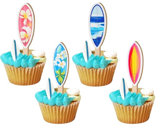 Sursurprise 16Pcs hölzerne Surfbrett Cupcake Toppers, Holz Surfen Kuchen Picks für Sommer Strand Schwimmbad Geburtstag Baby Dusche Dekorationen Party Supplies von Sursurprise