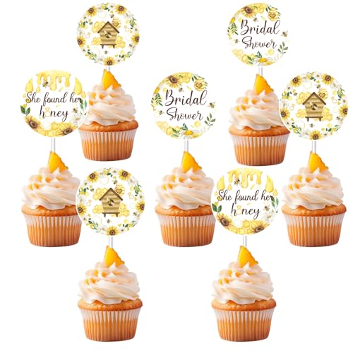 Sursurprise Bee Bridal Shower Decorations, 36Pcs Sie fand ihren Honig Cupcake Toppers Kuchen Picks für Bride To Bee Honig Bumble Bee Bachelorette Engagement Hochzeit Party Supplies von Sursurprise