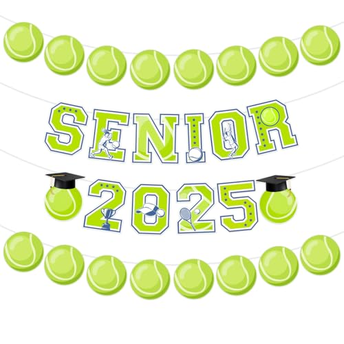 Sursurprise Senior Night Tennis Dekorationen, Senior 2025 Tennis Banner, Tennisspieler Sportteam 2025 Graduation Party Supplies für High School College von Sursurprise