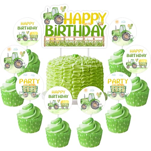 Sursurprise Traktor Geburtstag Dekorationen für Jungen, Traktor Geburtstag Kuchen Topper Cupcake Topper für Bauernhof Traktor Geburtstag Party Supplies von Sursurprise