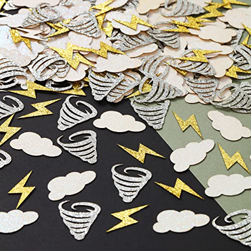 Tornado Party Dekorationen, Tornado Konfetti Glitter für Tisch Wolke Blitz Blitz Papier streuen, Twonado Fournado Sturm Wetter Geburtstag Party Zubehör von Sursurprise