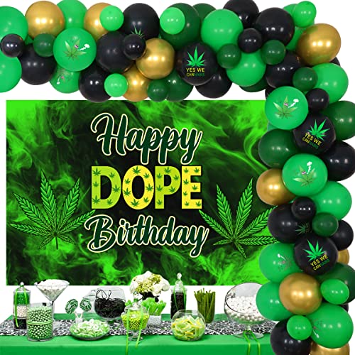 Sursurprise Weed Birthday Party Decorations for Adults Marihuana Balloon Garland Arch Kit with Happy Dope Birthday Backdrop for Men or Women 420 Pot Leaf Birthday Party Supplies von Sursurprise