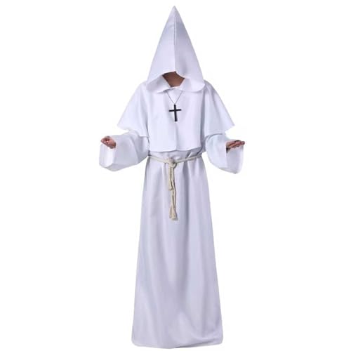 Halloween Kostüm Herren Robe Gothic Mittelalter Kleidung mit Kapuze und Gürtel Unisex Mönch Kostüm Robe Priester Mönch Gewand Kostüm Cosplay Faschingskostüme Fancy Dress Mittelalterliche Robe Umhang von Susenstone