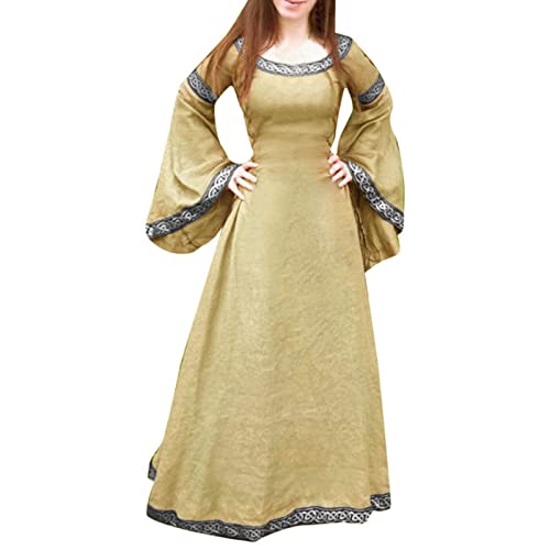 Mittelalter Kleidung Damen Halloween Renaissance Mittelalterliche Kleider Langes Kleid Vintage Maxikleid Mittelalter Kostüm Cosplay Renaissance Kostüm Festlich Halloween Karneval Gothic Kleider von Susenstone